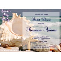 Seaside Bridal Shower invitation, Sea Shell Bridal Shower Invitation,Beach Wedding Shower Invitation,(12)